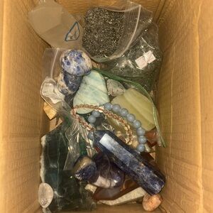 Crystal bundle box. Jewelry carvings raw tumbles towers and more